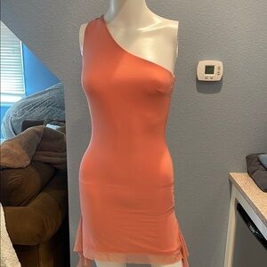 NWT!! LUVALOT One-Shoulder Coral Dress